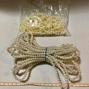 Faux White Pearls On 8 Yards / 24 Feet of Wire - Garland, Crafts, Whatever Else!